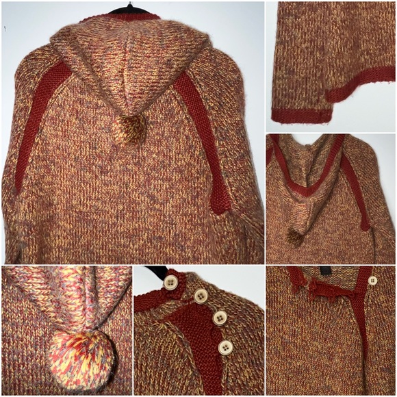 REI Cassal Sweater Hooded Pull over Women's Size Medium Orange Multicolored Yarn - Picture 12 of 15